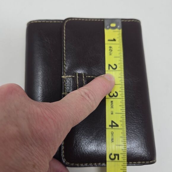 BUXTON Leather Trifold Kiss Lock Leather Wallet NOS Deep Chestnut Brown - Picture 10 of 11